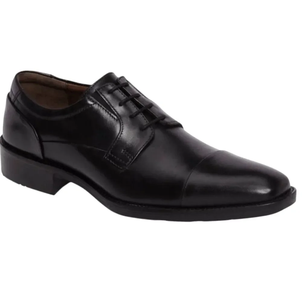JOHNSTON & MURPHY Lancaster Black Leather Cap Toe Oxford Size 8.5M